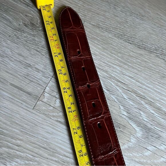 Ralph Lauren Alligator Mahogany Brown Sterling Silver Wide Belt Size 28 - Picture 12 of 14